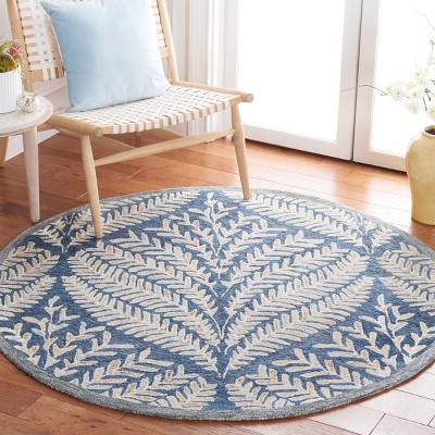 Ivory Hand-Tufted Round Wool Rug, 5' Diameter