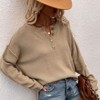 Coolmee Women's Oversized Sweaters Batwing Long Sleeve Loose V Neck Button Henley Tops Pullover Knit Jumper - 2 of 4