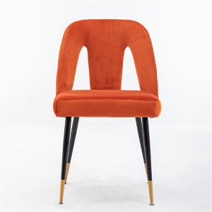 Dronkon Set of 2 Modern Velvet Dining Chairs, with Nailhead Trim & Gold-Tipped Black Metal Legs - 1 of 4