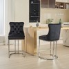 Zeus & Ruta Set of 2 Modern 25" Velvet Counter Stools with Button-Tufted Back, Rivet Trim & Chrome Metal Legs - 4 of 4