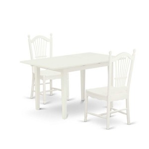 HomeStock 3-Piece Linen White Finish Rectangular Solid Wood Top With Butterfly Leaf Dining Table Set - 1 of 4