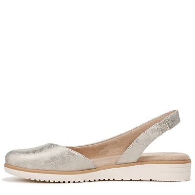 Light Gold Faux Leather Slingback Wedge Platform Flats