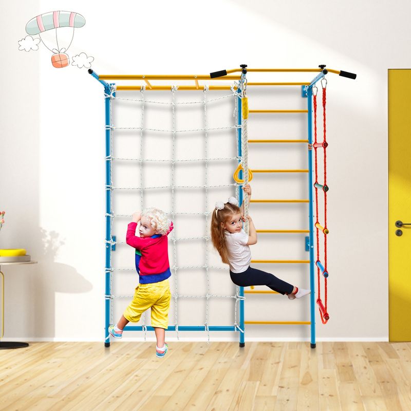 Costway 7 in 1 Kids Indoor Gym Playground Swedish Wall Ladder Children Home Climbing Gym, 3 of 11
