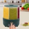 YIYIBYUS Rice Dispenser, Rotating Dry Food Dispenser, PP Kitchen Grain Storage Container with 6 Compartments Holder for Rice and Beans - 4 of 4