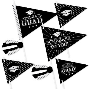Big Dot of Happiness Graduation Cheers - Triangle Graduation Party Photo Props - Pennant Flag Centerpieces - Set of 20 - 1 of 4