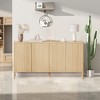 58" Wooden Sideboard Buffet – Fluted Coffee Bar Console Table, 4 Fluted Doors, Adjustable Storage Shelf for Living Room, Kitchen,Entryway,Natural Oak - 2 of 4