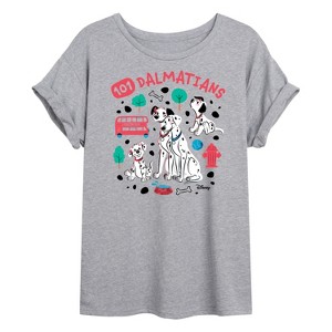 Women's - 101 Dalmatians - Collage of Dalmatian Family Oversized Graphic T-Shirt - 1 of 4