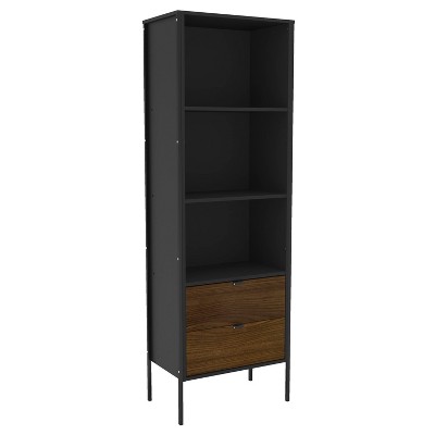 71" Mallorca Bookshelf Black/Dark Brown - Chique