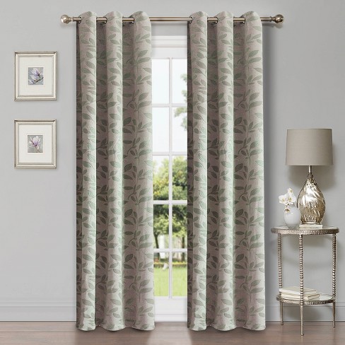 Modern Bohemian Leaves Blackout Curtain Set With 2 Panels And 6 ...