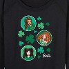 Women's - Barbie - St. Paddys Collage Lightweight French Terry Wide Neck Long Sleeve Shirt - 2 of 4