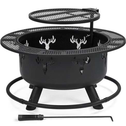 Yaheetech 32in Fire Pit Outdoor Wood Burning With 18.5 Inch Swivel Cooking Grill Grate & Poker Fire Bowl For Camping Target