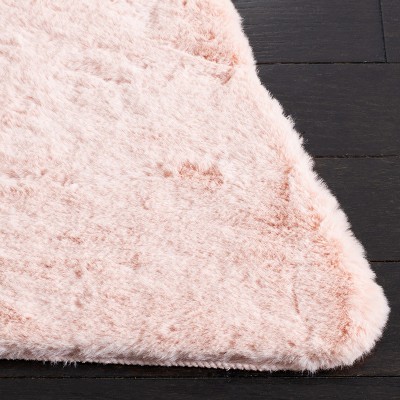 Luxurious Red Hand-Knotted Faux Sheepskin Shag Rug