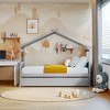 NicBex Twin Size Loft Bed Roof Shape Pine Bed Frame with Twin Trundle and Headboards for Bedroom, No Box Spring Required - 2 of 4