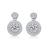 Guili Sterling Silver Rhodium Plated Clear Round Cubic Zirconia Thick Halo Drop Earrings, a Magnificent Design of Radiant and Timeless Beauty - 3 of 3