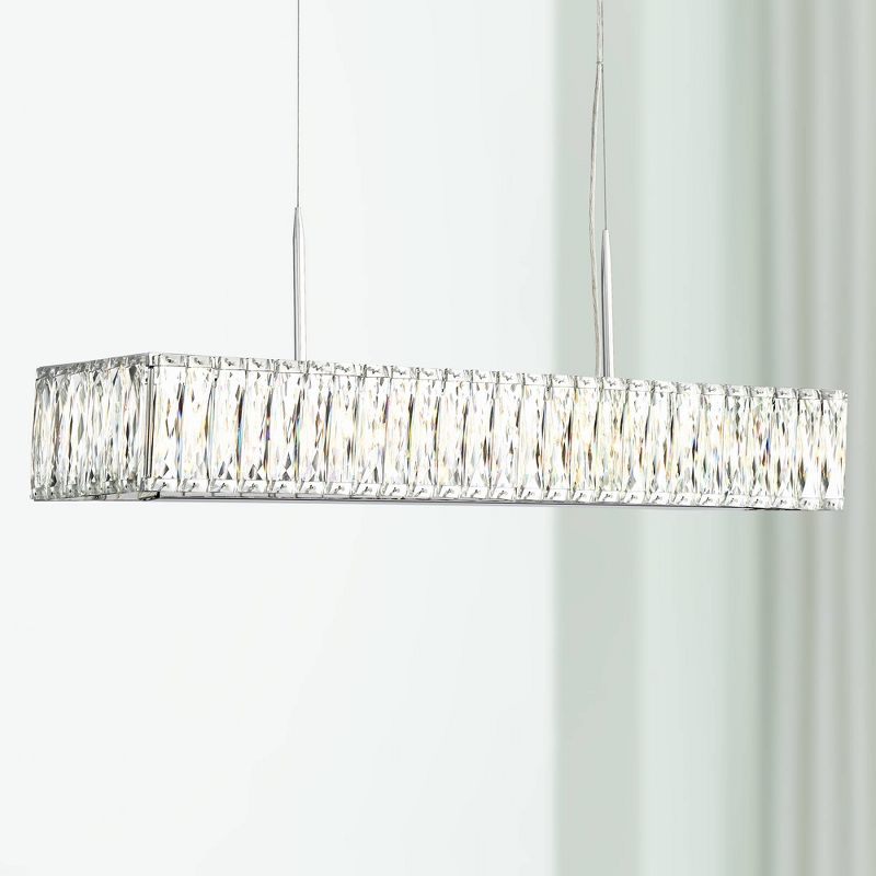 Possini Euro Design Sera Chrome Silver Linear Pendant Chandelier 33 1/2" Wide Modern Clear Crystal 5-Light Fixture for Dining Room Kitchen Island Home, 2 of 9