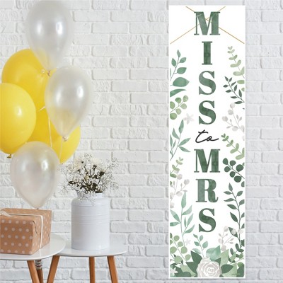 Big Dot of Happiness Boho Botanical Bride - Greenery Bridal Shower and Wedding Party Front Door Decoration - Vertical Banner