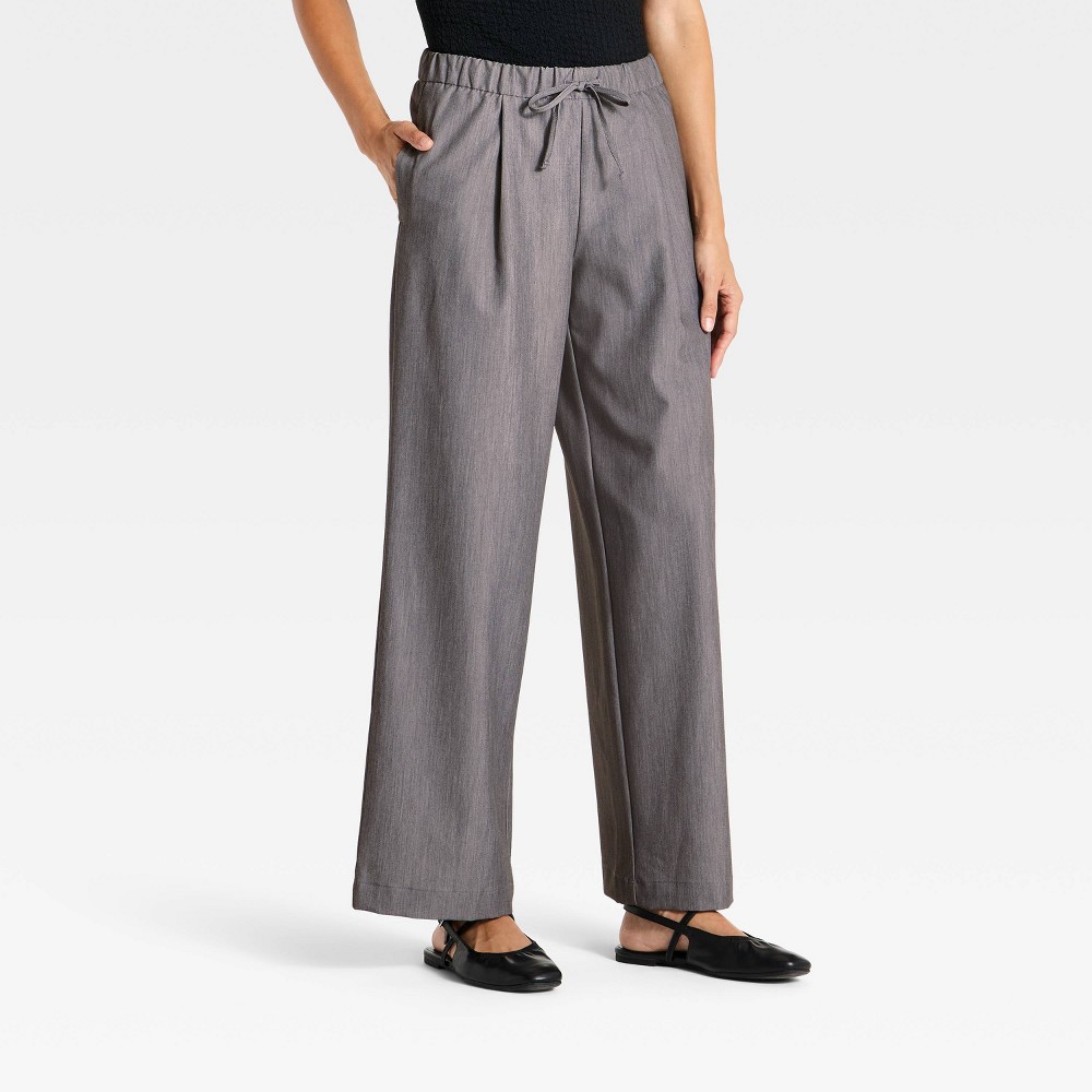 Women's Mid-Rise Drawstring Straight Leg Pants - A New Day™ Gray L