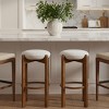 30" Wooden Bar Stools Set, Upholstered Barstool with Rubberwood Frame for Kitchen Island or Home Bar-3irtyhousy - 2 of 4