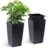 22.4" Tall Black Taper Planter Set of 2 – Indoor & Outdoor Self-Absorbing Resin Plant Pots with Shelf Insert, Black - 2 of 4