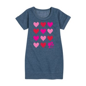 Girls' - Barbie - Heart Grid Graphic Short Sleeve Fleece Dress - 1 of 4