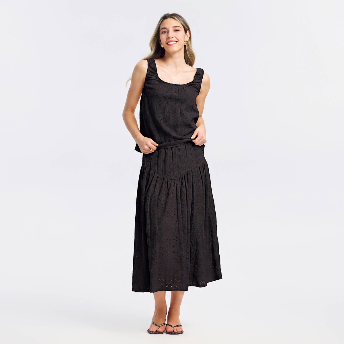 Women's Eyelet Scoop Neck Tank Top - A New Day™ - thumbnail 4