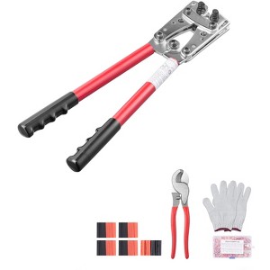 VEVOR Battery Cable Lug Crimping Tool, 10-1/0AWG with Cable Cutter and 48PCS Copper Ring Terminals, 6 Wire Sizes Crimping Die - 1 of 4