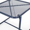 Syemin End Tables Outdoor Side Tables, Hollow out Sofa Table, Anti Rust Small Patio Table Metal Nightstand for Porch, Blue, 19.5"*18"*16.25" - 4 of 4