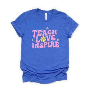 Simply Sage Market Women's Teach Love Inspire Flowers Short Sleeve Graphic Tee - 1 of 4
