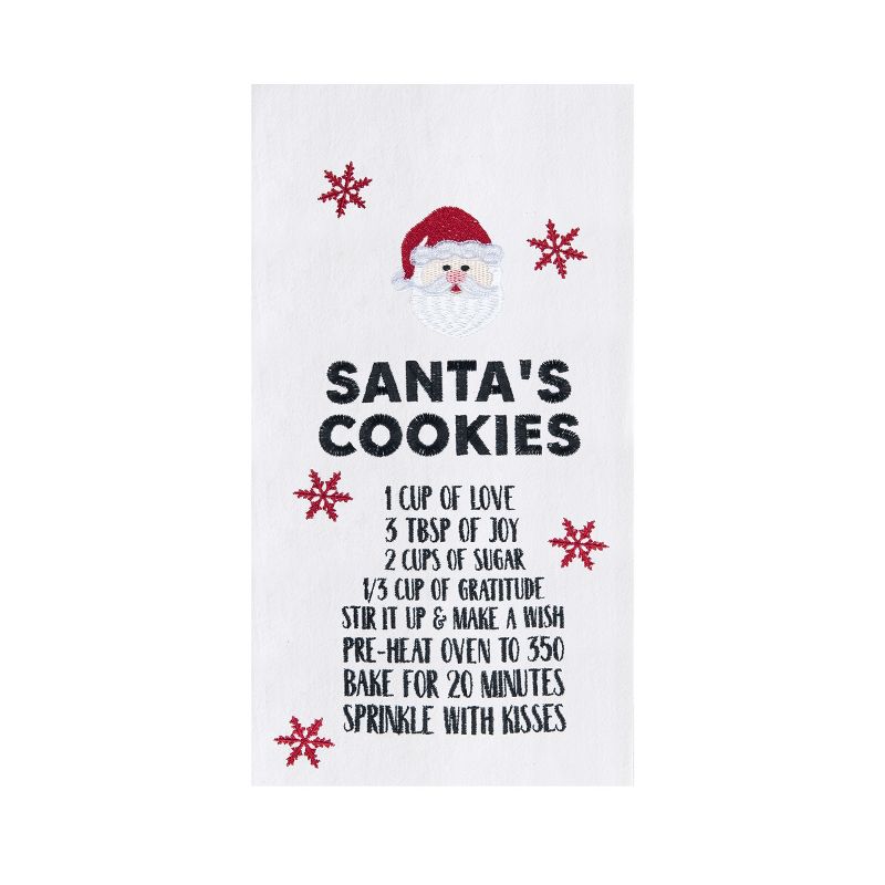 C&F Home Holiday Christmas "Santa's Cookies" Recipe with Santa Claus Face Cotton Flour Sack Kitchen Dish Towel Decor Decoration  27L x 18W in., 1 of 4