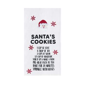 C&F Home Holiday Christmas "Santa's Cookies" Recipe with Santa Claus Face Cotton Flour Sack Kitchen Dish Towel Decor Decoration  27L x 18W in.