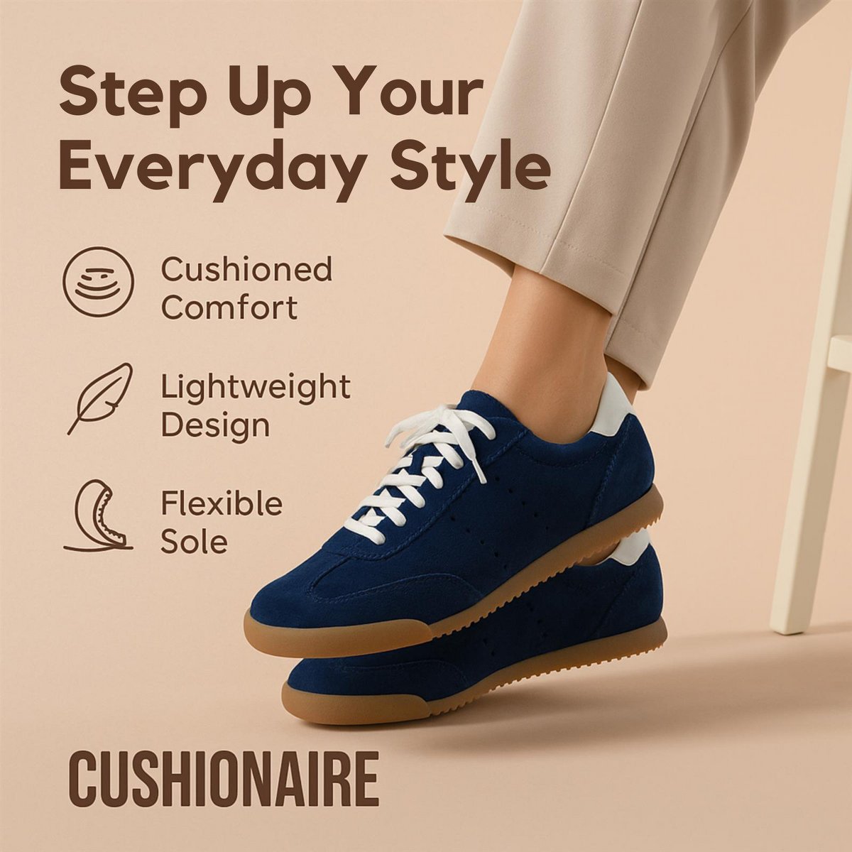Женские кроссовки CUSHIONAIRE Tick Tock Women's Genuine Leather Lace-Up Casual Sneaker – Retro-Inspired Walking Shoe with Gum Rubber Outsole - Burgundy 6.5 — фото 8