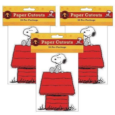 Eureka Snoopy on Dog House Paper Cut Outs 36 Per Pack 3 Packs (EU-841227-3)