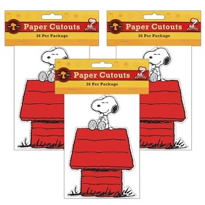 Eureka Snoopy on Dog House Paper Cut Outs 36 Per Pack 3 Packs (EU-841227-3) - 1 of 2