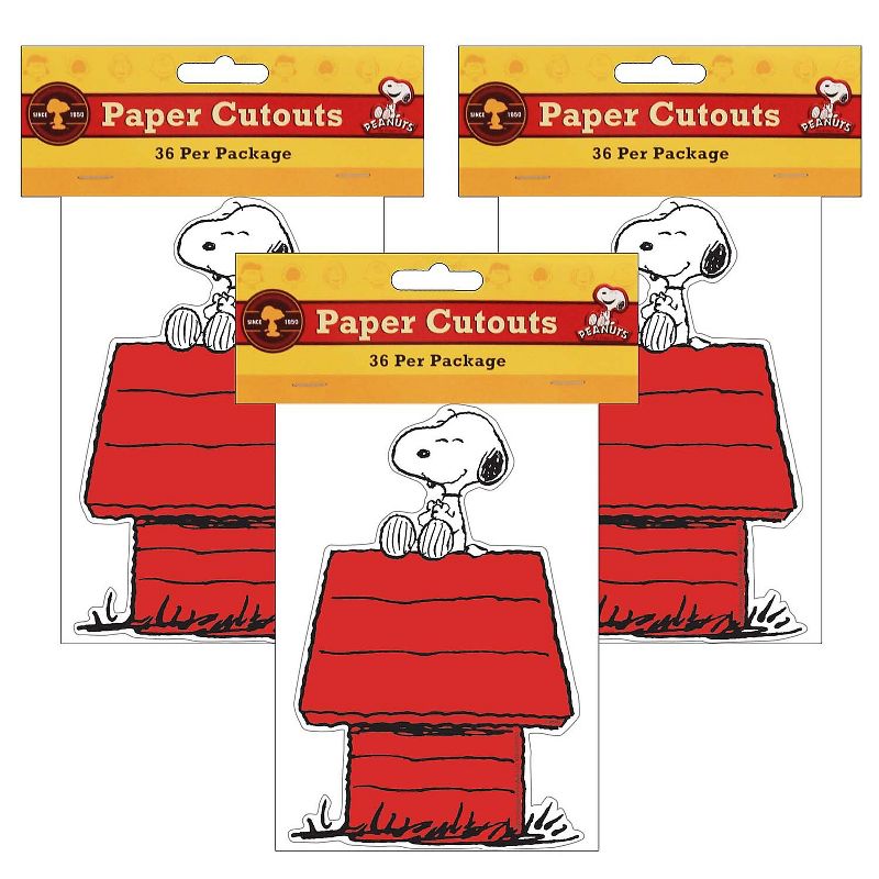 Eureka Snoopy on Dog House Paper Cut Outs 36 Per Pack 3 Packs (EU-841227-3), 1 of 3