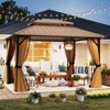 Costway 12 x 10 FT Hardtop Gazebo with Netting Heavy-Duty Double-Roof Galvanized Metal Top - 4 of 4