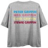 Family Guy Griffin Group Hug Crew Neck Short Sleeve Gray Heather Women's Crop Top - 3 of 4