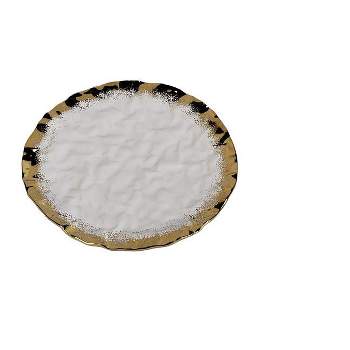 Classic Touch Set of 4 White Porcelain Plates with Gold Edge