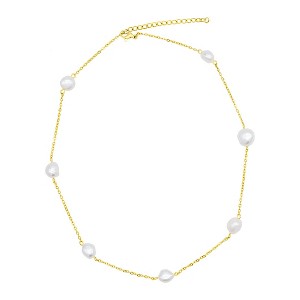 Adornia Tarnish Resistant 14k Gold Plated Adjustable Station Freshwater Pearl Necklace - 1 of 4
