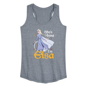Women's - Frozen 2 - She's Anna, I'm Elsa Graphic Racerback Tank - 1 of 4