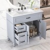 Bathroom Vanity With Ceramic Sink,Storage Cabinet,Bathroom Storage Cabinet With 3 Drawers,Solid Wood Legs And 2 Doors -Maison Boucle - 2 of 4