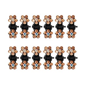 Unique Bargains Girl's Metal Rhinestone Mini Floral Hair Claw Clip 12 Pcs - 1 of 4