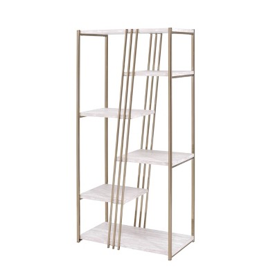 71" Tanan Bookcase White/Champagne - Acme Furniture