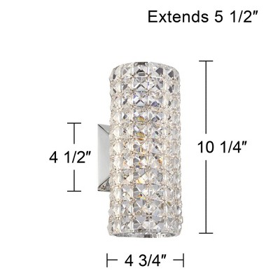 Chrome Cylinder Crystal Wall Sconce, 17" Height