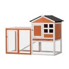 DOMETOUR 2-Story Wooden Rabbit Hutch Bunny Cage, Chicken Coop, Pet House for Small Animals Orange + White - 4 of 4