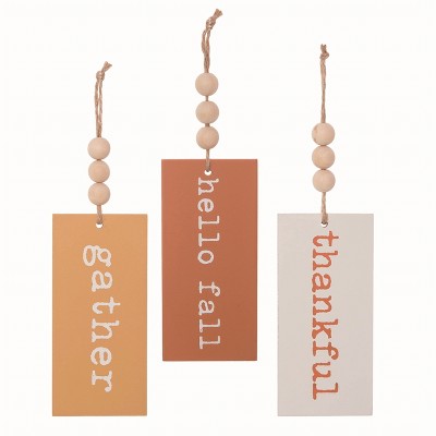 Transpac Wood Multicolor Harvest Wine Tags Set of 3