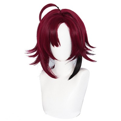 Unique Bargains Women's Wigs 13" Wine Red with Wig Cap