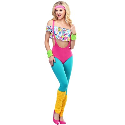 Halloweencostumes.com X Large Women Work It Out 80's Costume For Women,  Blue/pink/yellow : Target