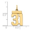 Black Bow Jewelry 14k Yellow Gold, Athletic Collection, Small Polished Number 31 Pendant - 4 of 4