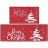 17x29In+17x47In,Christmas Kitchen Rugs and Mats Sets of 2 Winter Holiday Tree and Snow Floor Mat Sets Red Non Slip Non Shedding Washable Rug - 2 of 4
