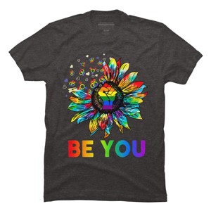 Adult Design By Humans Be You Sunflower Power Fist Pride Rainbow By Legato Tendo T-Shirt - 1 of 2